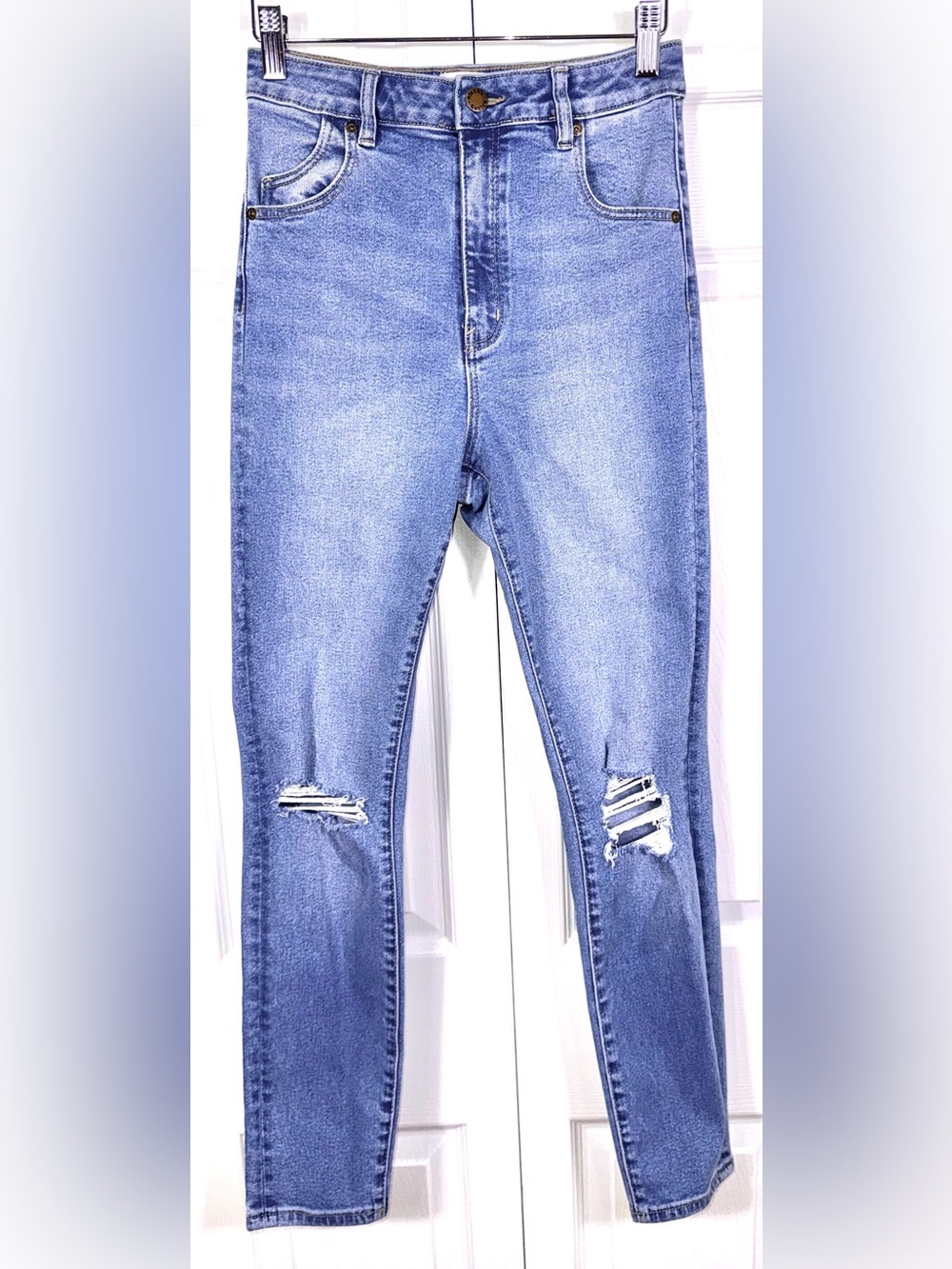 Rolla’s Eastcoast Ankle High Rise Skinny Jeans Distressed Light Wash Size 28
